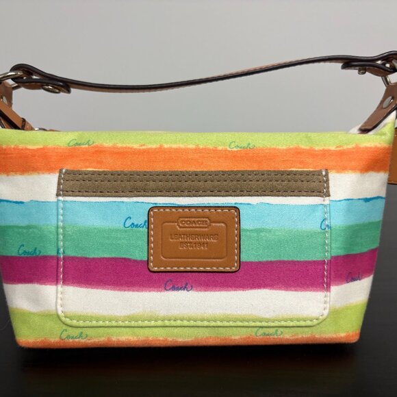 Coach Bundle Hampton Watercolor Stripe Wristlet Bag & Small Handbag - Picture 3 of 3